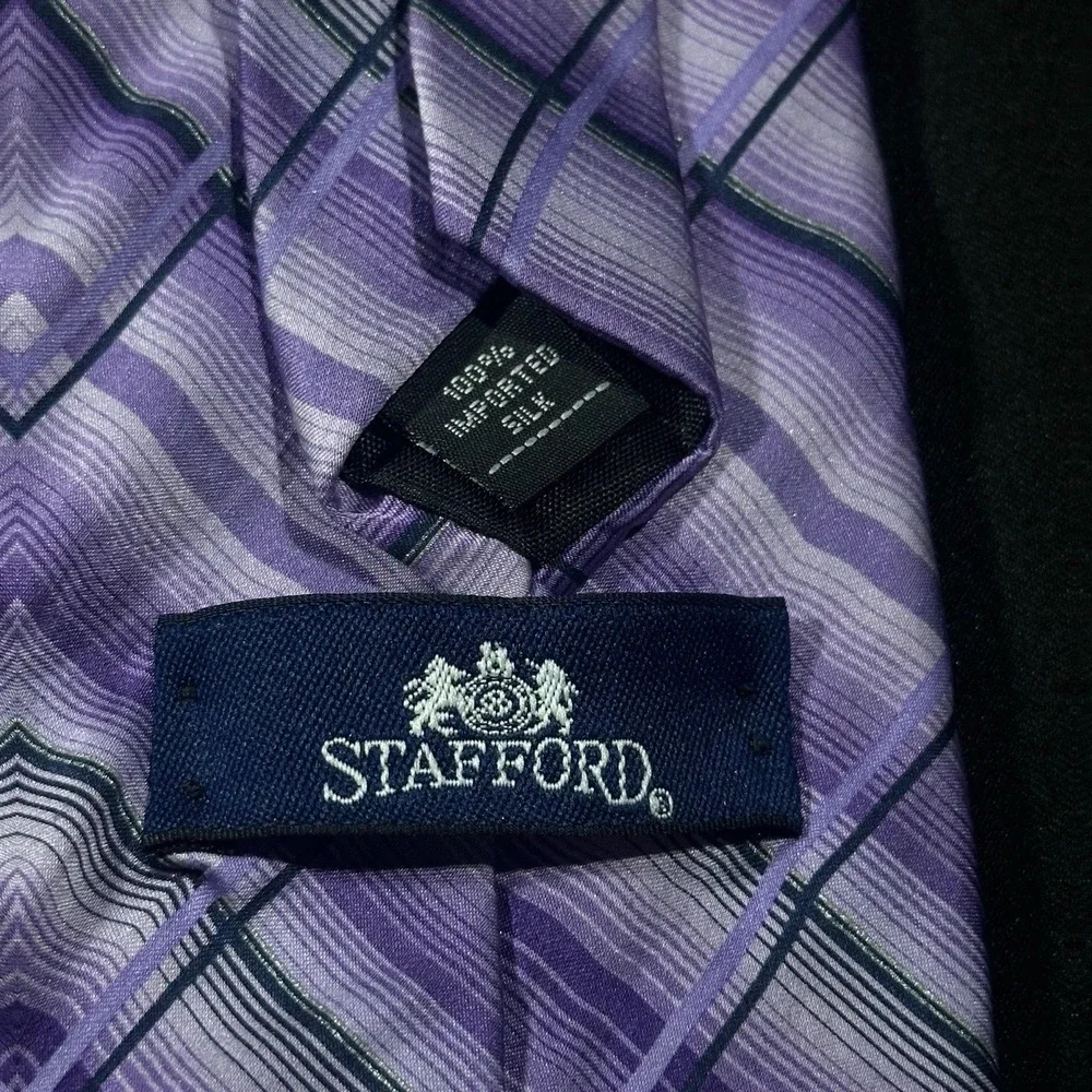 Vintage Stafford Tie Mens Silk Purple‎ Striped 55